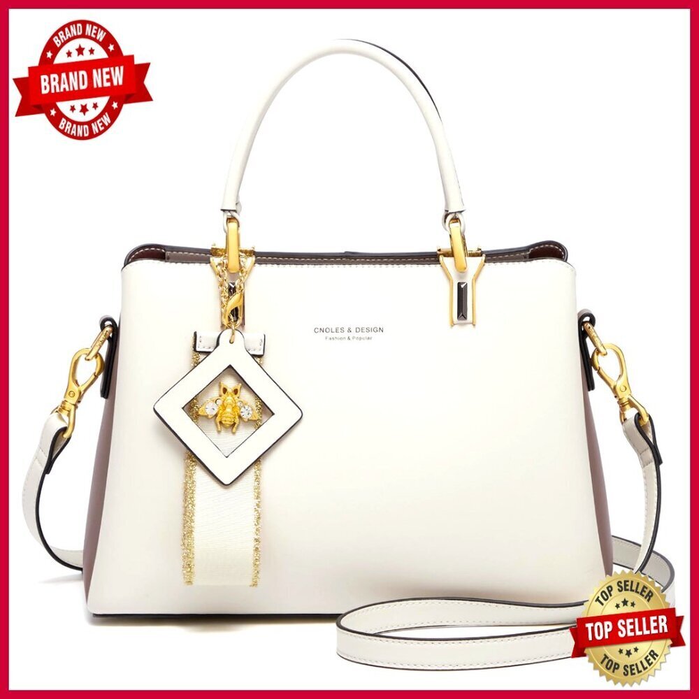 Large Capacity Genuine Leather Tote Bag with Adjustable Strap and Zipper